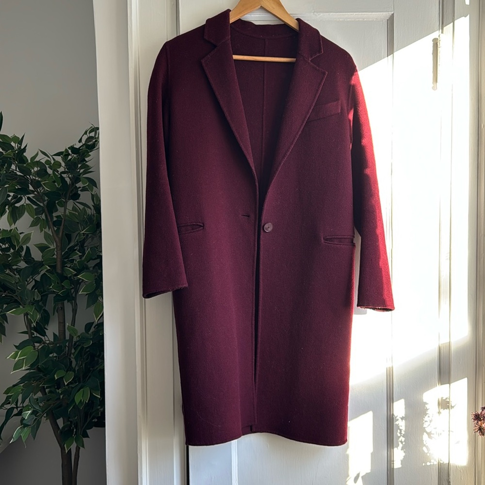 Sandro Burgundy Thin Wool Coat